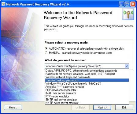 Network Password Recovery Wizard Screenshot