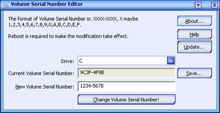Volume Serial Number Editor Screenshot