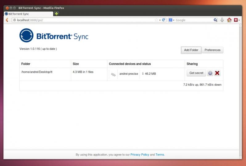 Resilio Sync (BitTorrent Sync) screenshot