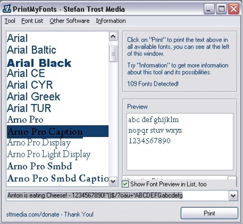 PrintMyFonts screenshot