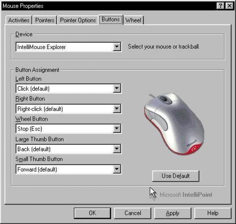 Microsoft IntelliPoint (USB) Mouse Software screenshot