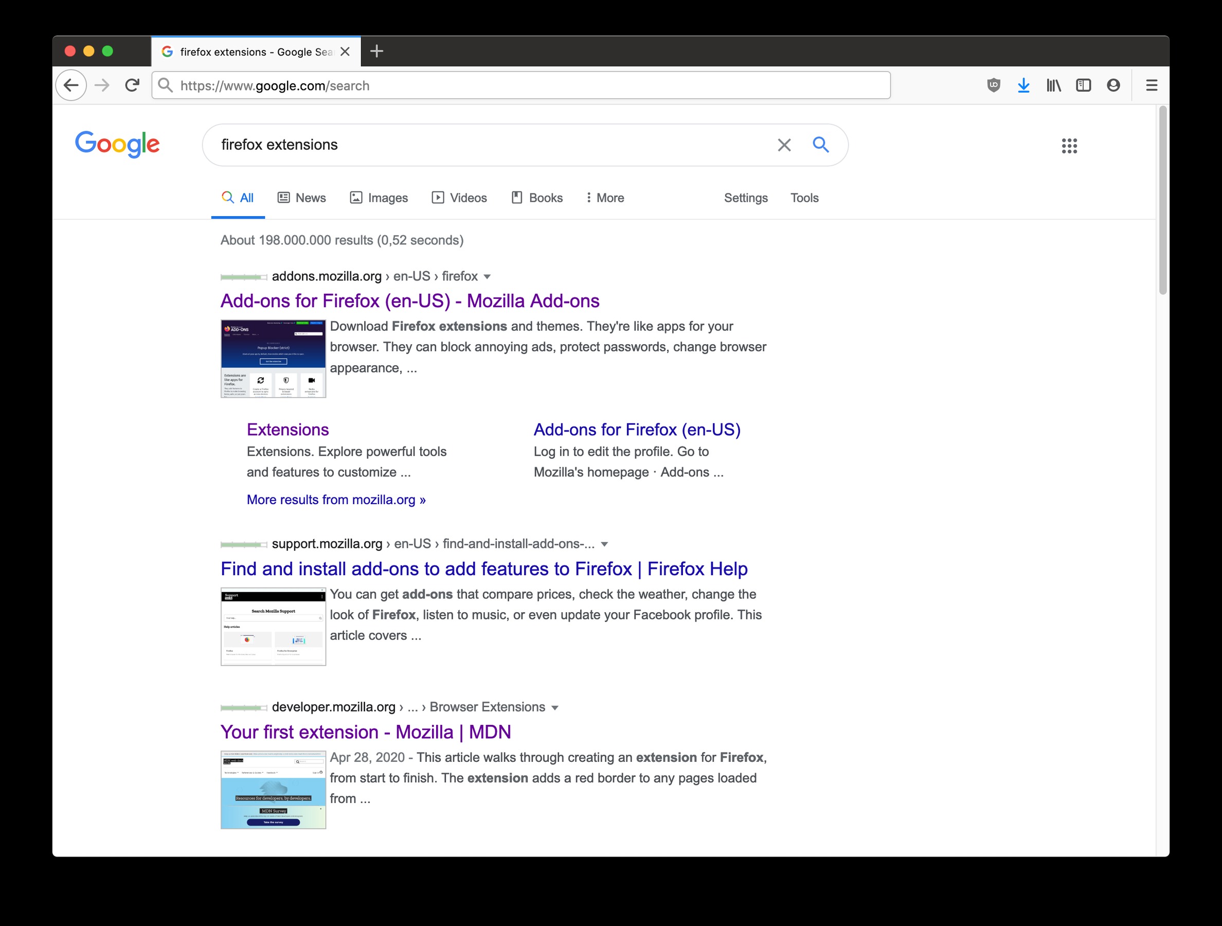 SearchPreview for Firefox screenshot