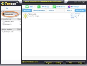 Tansee iOS Message Transfer Screenshot