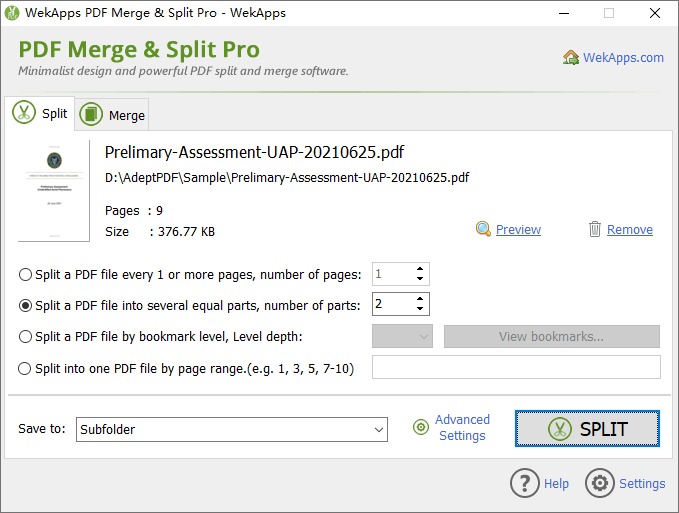 Wek PDF Merge & Split Pro screenshot