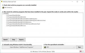 Antivirus Removal Tool Screenshot