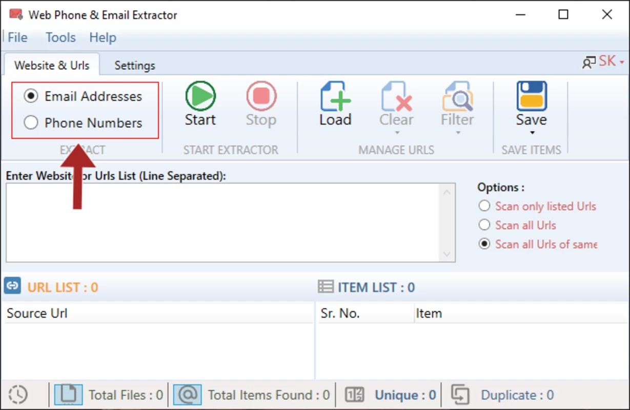 Web Phone & Email Extractor screenshot