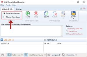 Web Phone & Email Extractor Screenshot