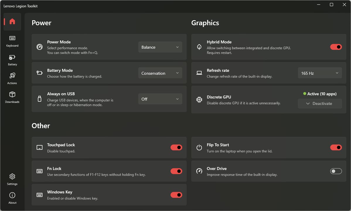 Lenovo Legion Toolkit screenshot