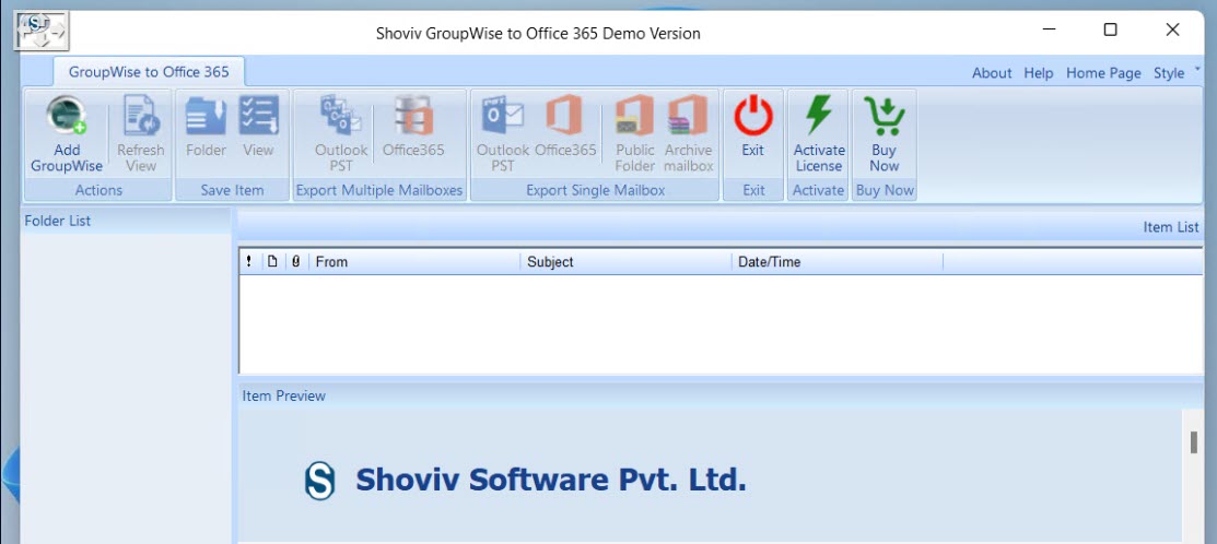 Shoviv GroupWise to Office 365 Migration Tool screenshot