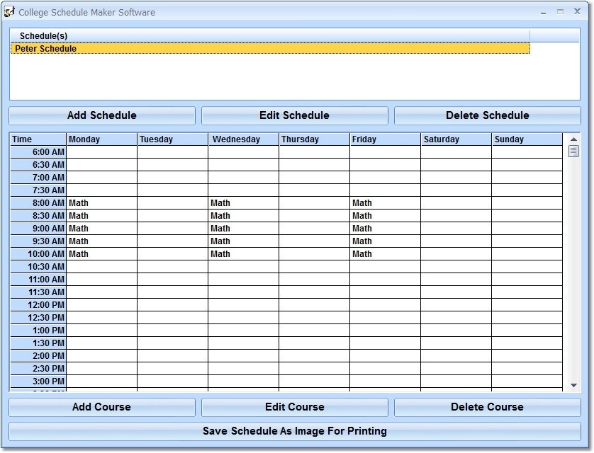 College Schedule Maker Software screenshot