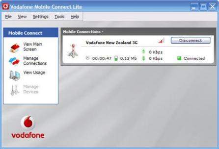 Vodafone Mobile Broadband (formerly Vodafone Mobile Connect) Screenshot