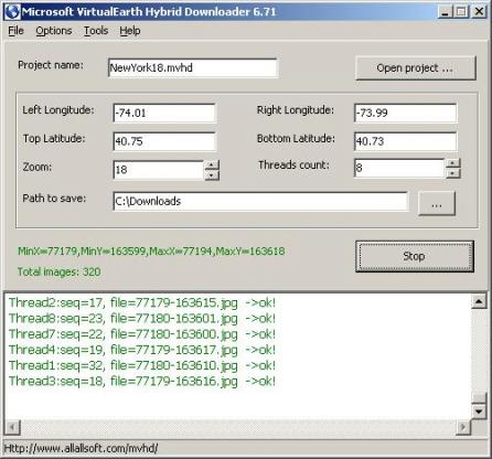 Microsoft VirtualEarth Hybrid Downloader screenshot