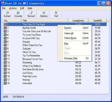 Free CD to MP3 Converter screenshot