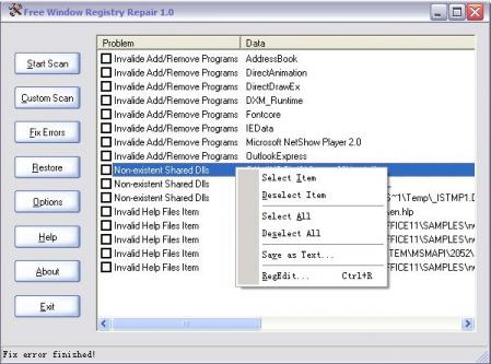 Free Window Registry Repair screenshot