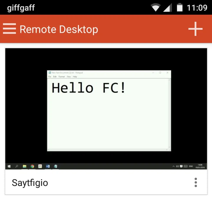 Remote Desktop Android Menu