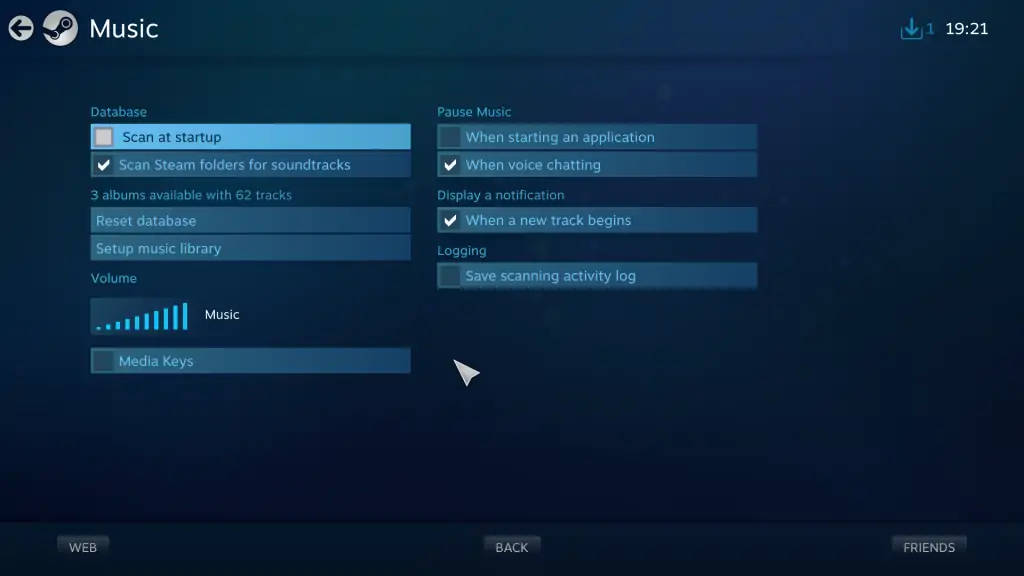 Steam Big Picture Music Settings