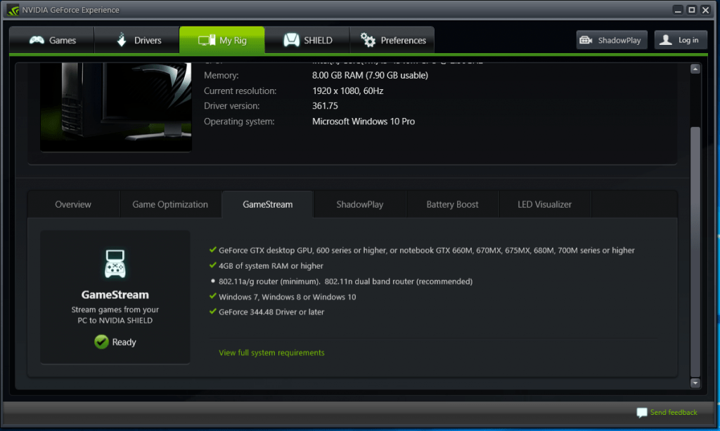 GeForce Experience GameStream Compatibility