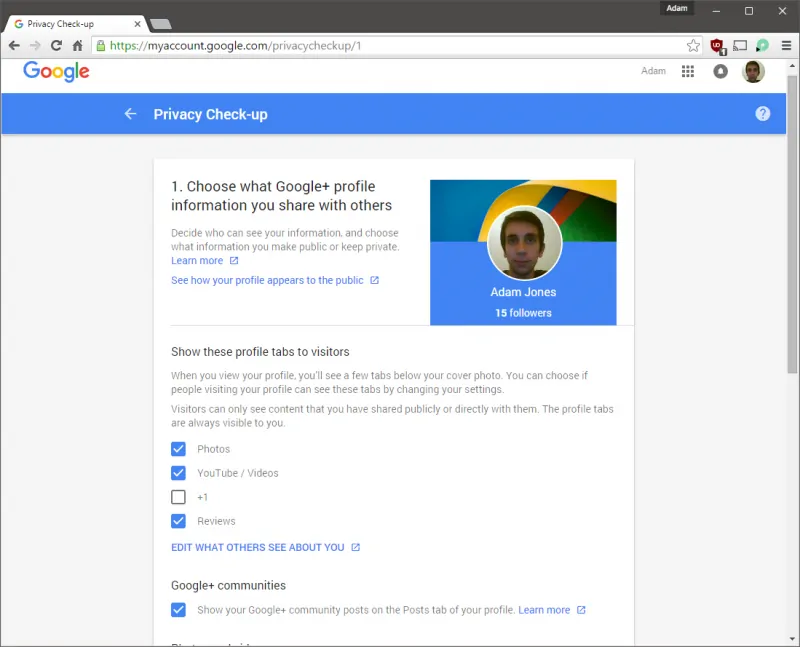 Privacy Check-up Google+