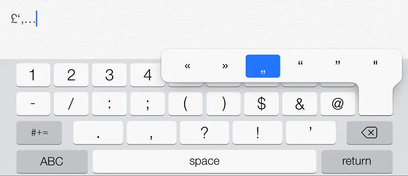 iOS keyboard punctuation
