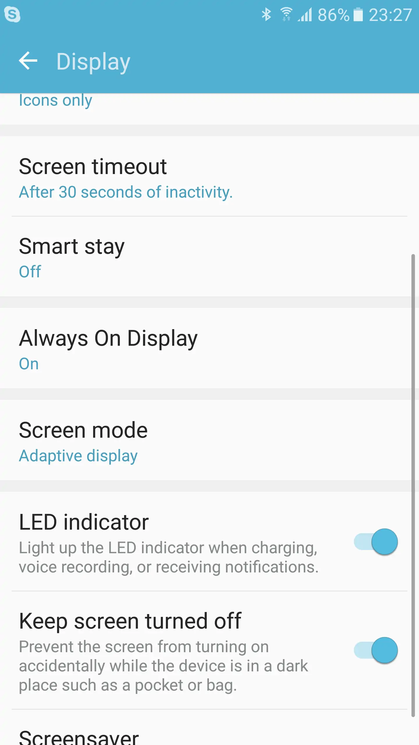 Samsung Galaxy S7 - Keep screen turned off option