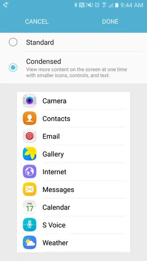 Enable the hidden 'Condensed' display mode on Samsung Galaxy S7