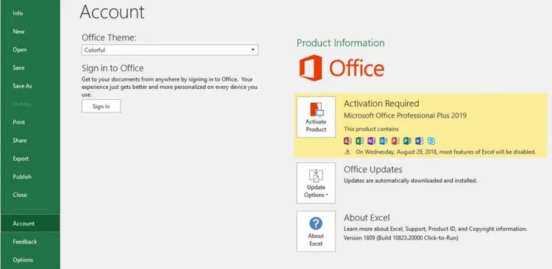activate Microsoft Office 2019