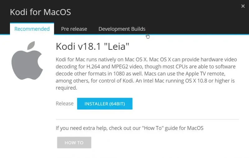 how to install Kodi on Mac